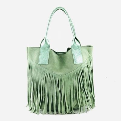 Suede leather bag Diamor - Mint green