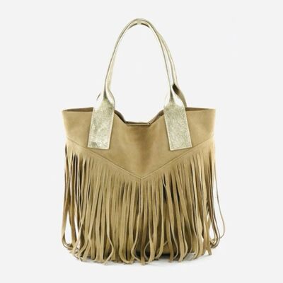Suede leather bag Diamor - Taupe