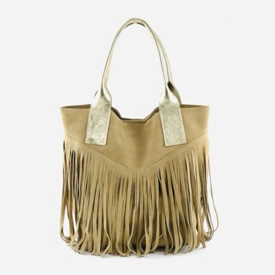 Bolso de piel serraje Diamor - Taupe