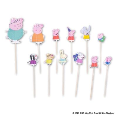Set of 24 wooden picks decorated for parties and birthdays Dr. Oetker Peppa Pig