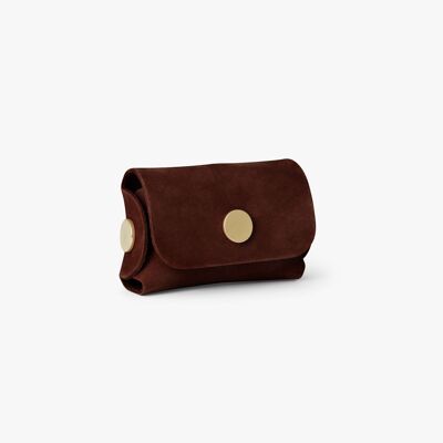 Poop Bag Dispenser Stockholm Leather Dark Choco Gold Button