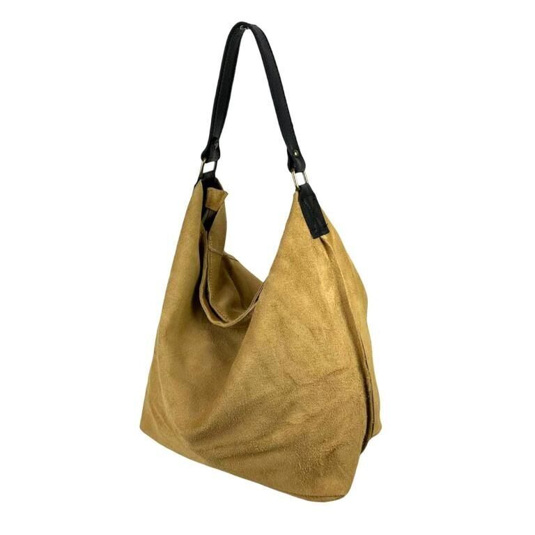 Große Hobo-Tasche aus Spaltleder für Damen.