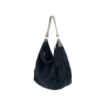 Grand sac Hobo en croûte de cuir pour femme. 2