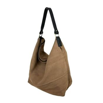 Grand sac Hobo en croûte de cuir pour femme. 4