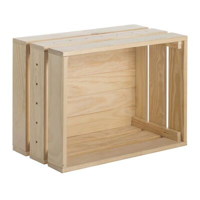 Stackable Solid Pine Crate - L51.2 x H28 cm