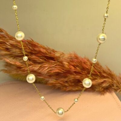 Pearls necklace stainless steel gold