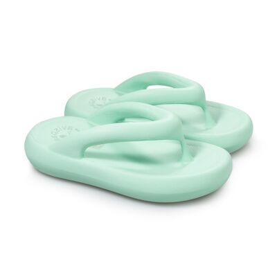 Light mint green roxe. EVA flat slave sandal with thick double density sole, soft, comfortable and light.