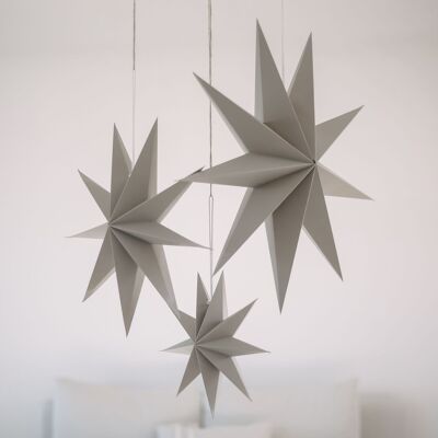 Paper stars set of 3 grey (PU = 6 sets)