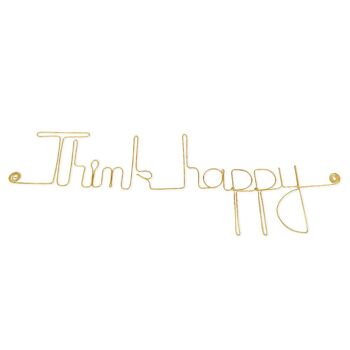 Décoration Murale Laiton Doré " Think happy " - à punaiser dans un salon ou une chambre - Bijoux de Mur 1