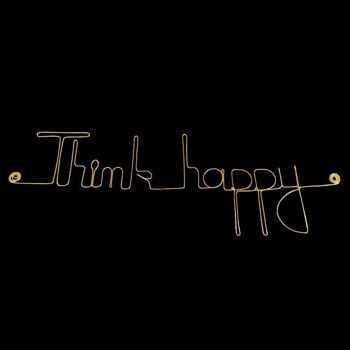 Décoration Murale Laiton Doré " Think happy " - à punaiser dans un salon ou une chambre - Bijoux de Mur 2