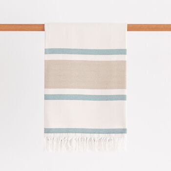 Fouta de Plage, Paréo en Coton Léger Soft Touch avec Franges AQUA 3