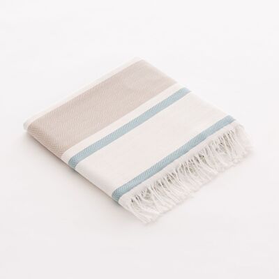 Beach Fouta, leichter Baumwoll-Pareo Soft Touch mit Fransen AQUA