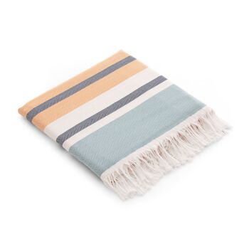 Fouta de plage, paréo en coton léger Soft Touch avec franges TROPI 2