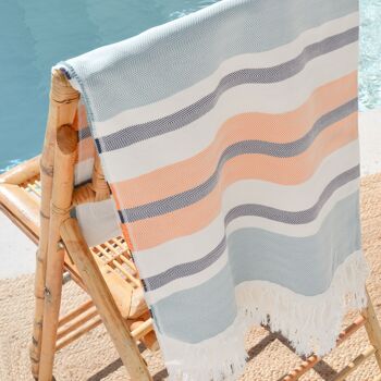 Fouta de plage, paréo en coton léger Soft Touch avec franges TROPI 9