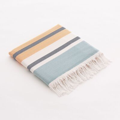 Strand-Fouta, leichter Baumwoll-Pareo Soft Touch mit Fransen TROPI