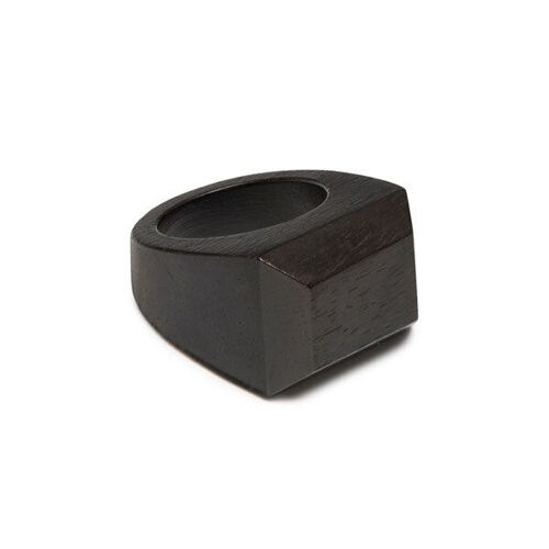 Raised Rectangular wooden ring - Black wood