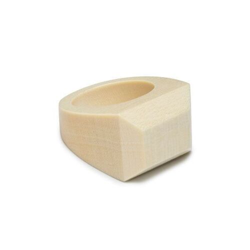 Raised Rectangular wooden ring - White wood