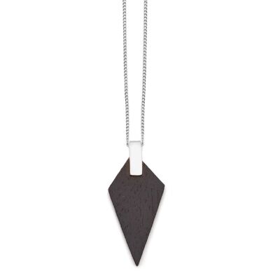 Ciondolo triangolare in legno nero e argento