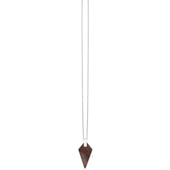 Pendentif triangulaire en bois marron et argent 3