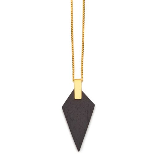 Black wood and gold triangular pendant
