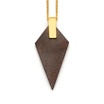 Pendentif triangulaire en bois marron et doré 2