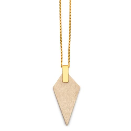 White wood and gold triangular pendant