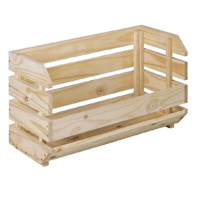 Stackable solid pine crate - L60 x H35.3 cm