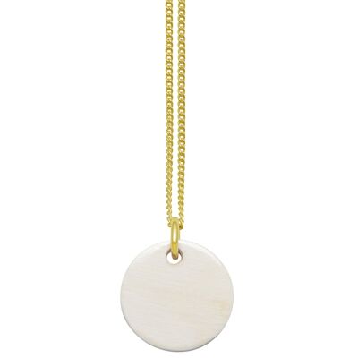 Pendentif disque naturel blanc - Doré