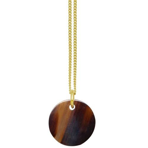 Brown natural disc pendant - Gold