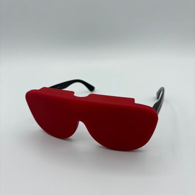 Estuche para gafas rojo en silicona médica reciclada, plegable e innovador