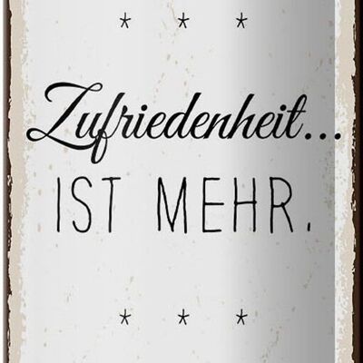 Blechschild Spruch Reichtum viel Zufriedenheit mehr 10x27cm