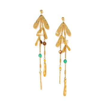 MATHILDE  boucles d'oreilles poussoir longues 2 rangs 1