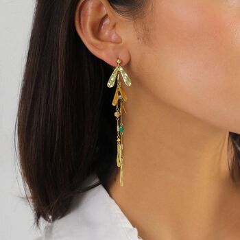 MATHILDE  boucles d'oreilles poussoir longues 2 rangs 2