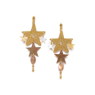 ESTRELLA  boucles d'oreilles dormeuses étoile XL & pampilles