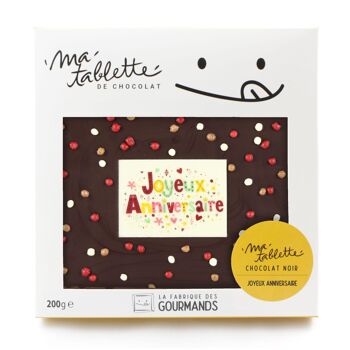 Tablette chocolat noir 200g. - Anniversaire