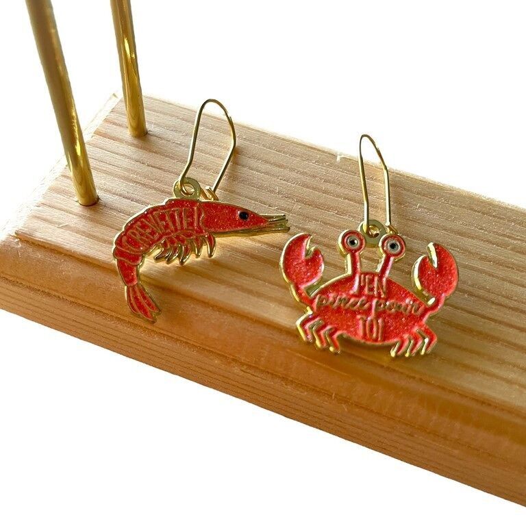 Boucles d'oreilles j'en pince pour toi crevette