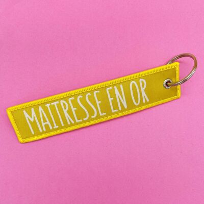 Maitresse gewebter Schlüsselanhänger in Gold – Geschenk zum Jahresende – Schule – Messe