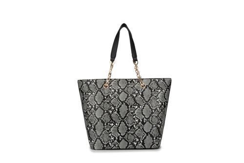 Layla Mid-Size Faux Snake Look Chain Strap Tote Bag