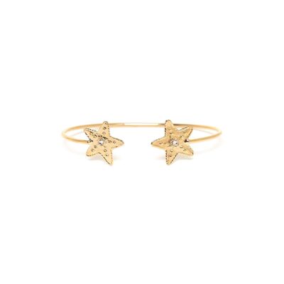 ESTRELLA  bracelet jonc 2 étoiles dorées à l'or fin