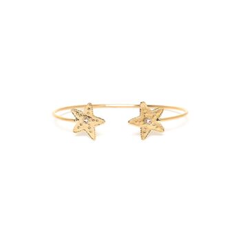 ESTRELLA  bracelet jonc 2 étoiles dorées à l'or fin 1