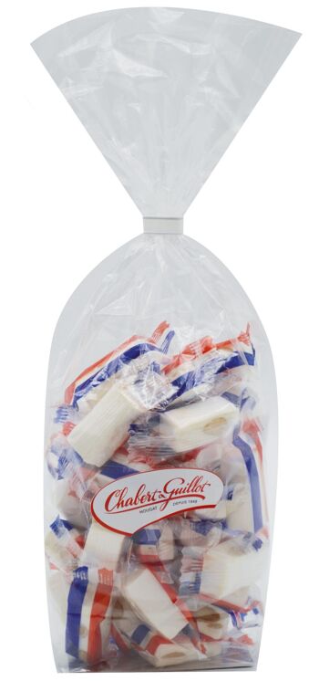 Nougat sachet tendre 200G, flow pack bleu, blanc, rouge