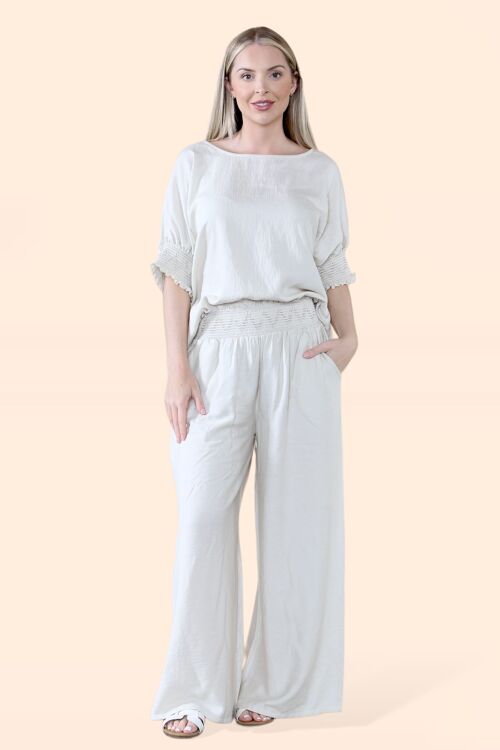 Loose Fit Top and High-Waisted Pocket Palazzo Trousers Set