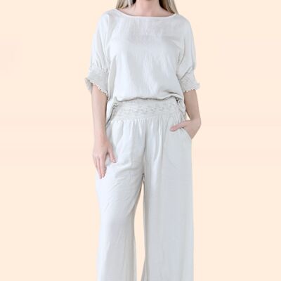 Loose Fit Top and High-Waisted Pocket Palazzo Trousers Set