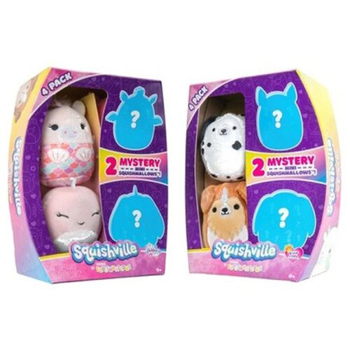 Squishville Pack de 4 Mini-Peluches 5Cm