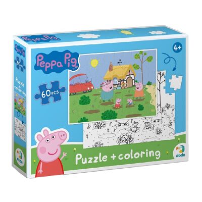 Peppa Pig Puzzle 2 En 1 60 Piezas + Colorear
