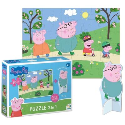 Peppa Pig Puzzle 2 En 1 60 Piezas + Figura
