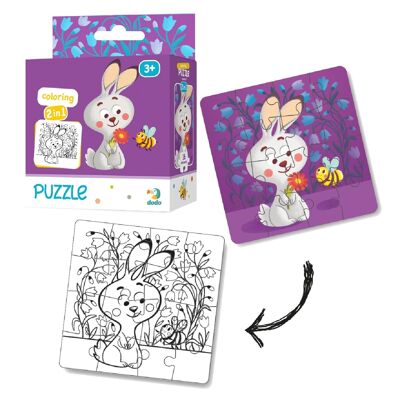 2-in-1-Malpuzzle Hase