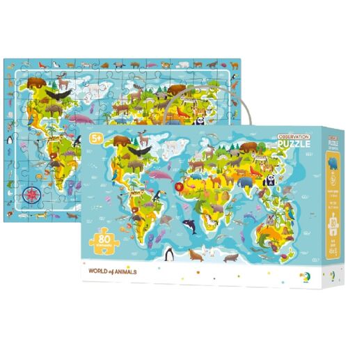 Observation Puzzle Monde des Animaux 80 Pièces