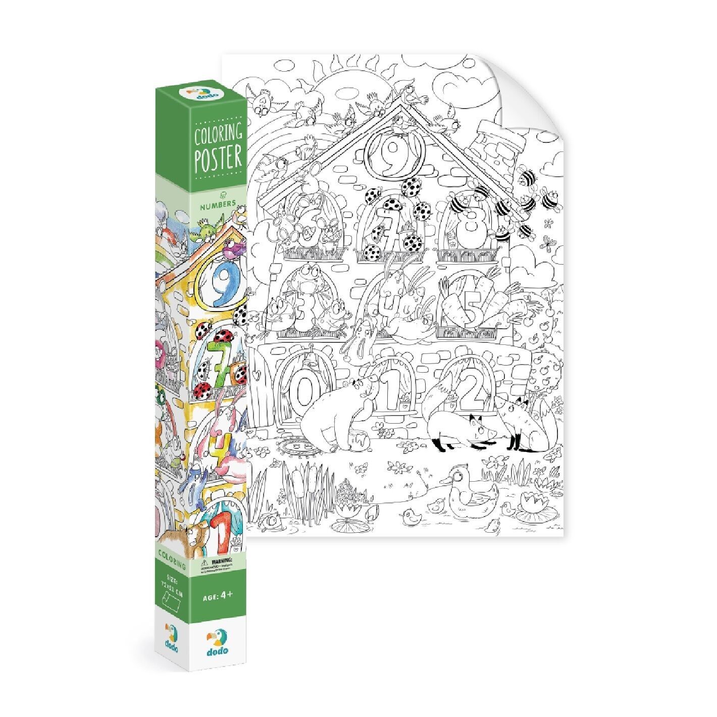 Poster zum Ausmalen mit Zahlen und Tieren