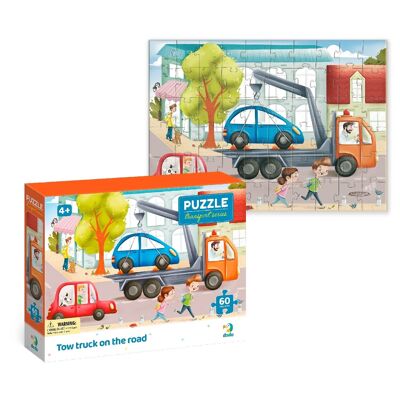 Puzzle Tow Truck on the Road 60 Pieces